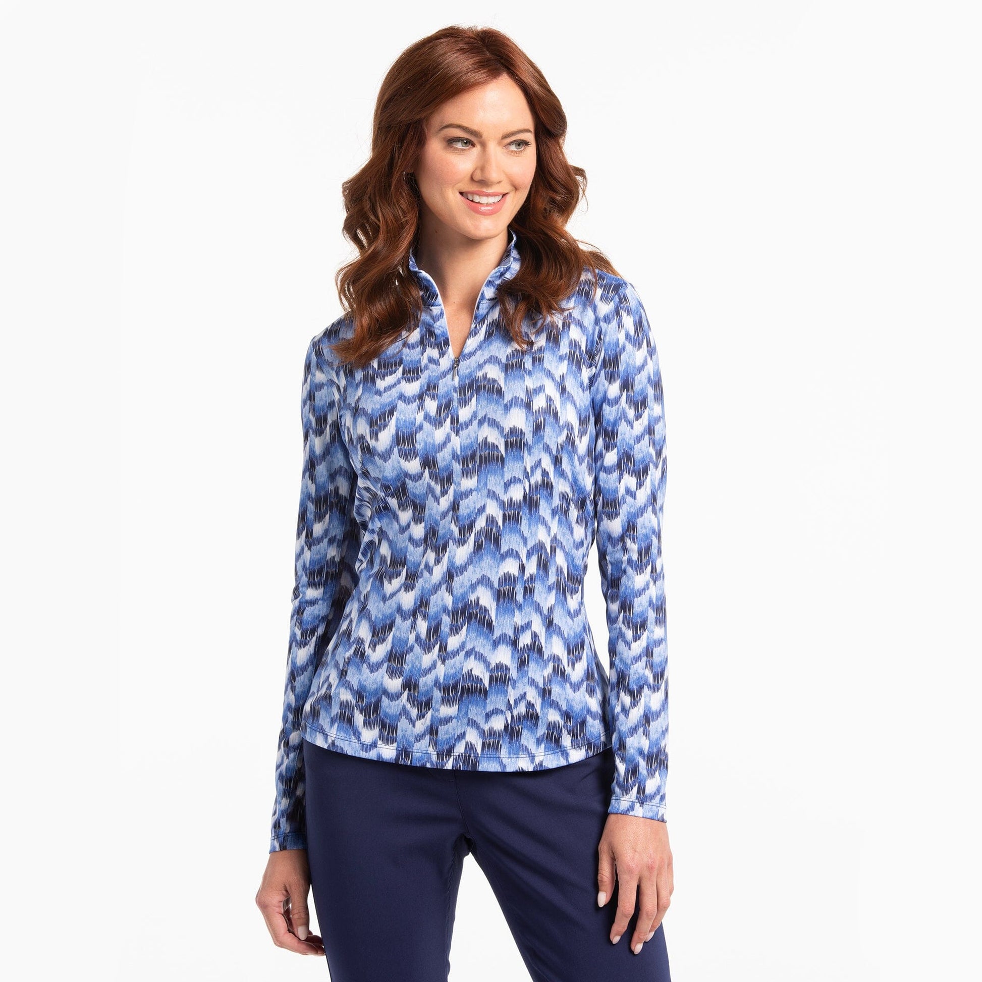 LONG SLEEVE BARGELO PRINT ZIP POLO