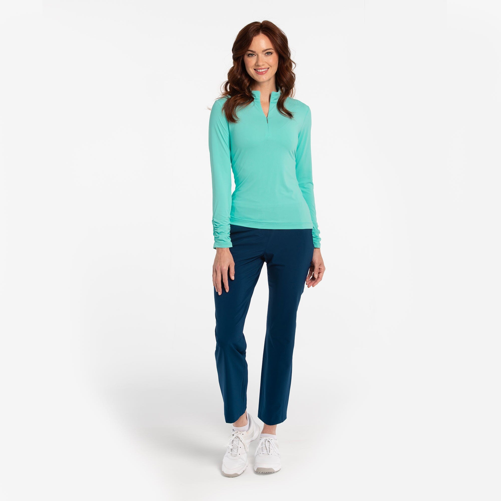 【PXG】WOMENS SUMMER MOCK NECK SHIRRING SHORT-SLEEVE PXG - Parsons Xtreme Golf