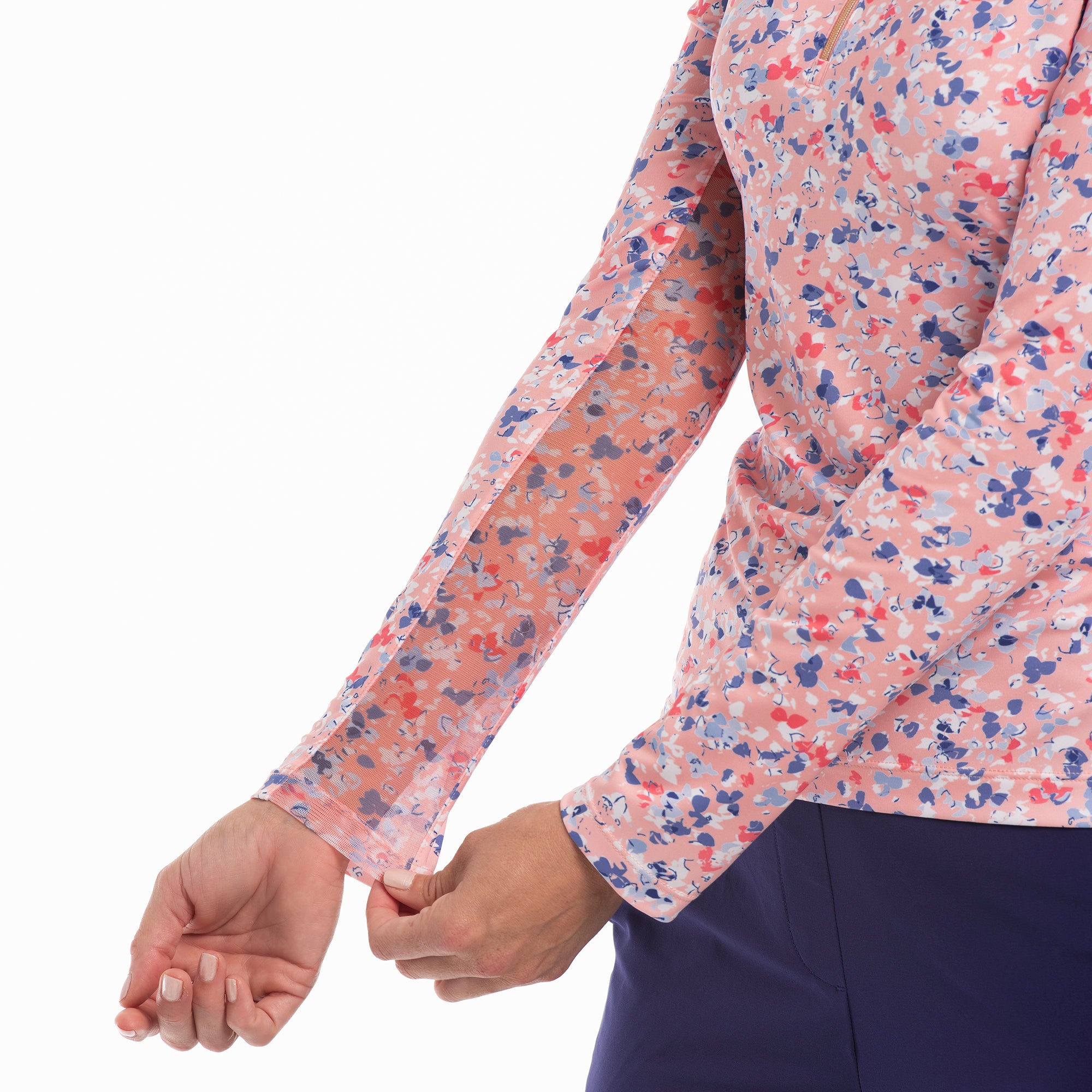 LONG SLEEVE DELICATE FLORAL PRINT POLO - EPNY