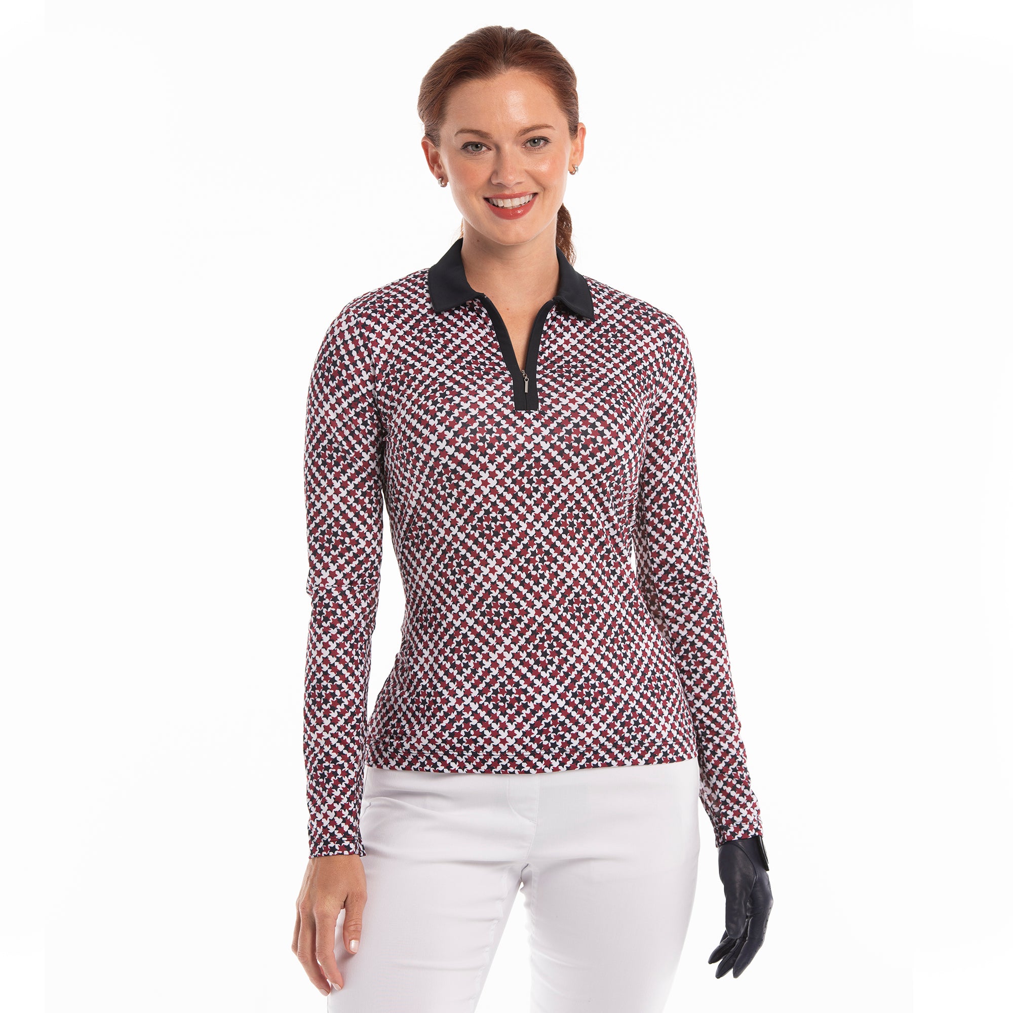 LONG SLEEVE STARS HOUNDSTOOTH SUNSHIRT - EPNY