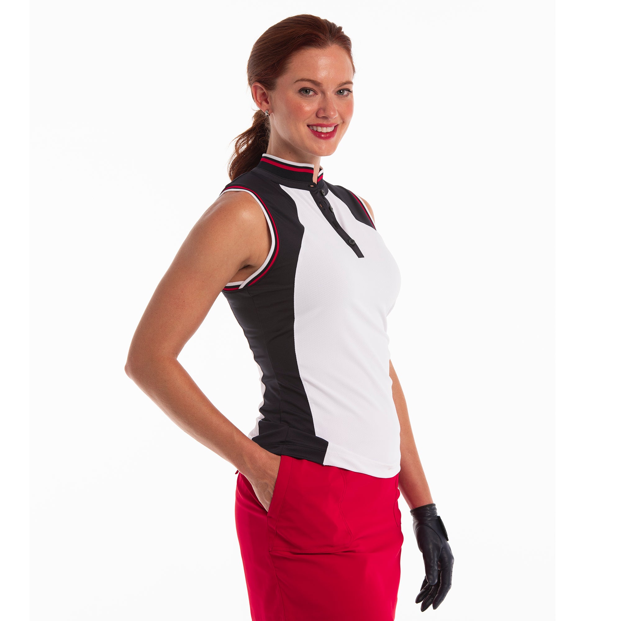 STAND COLLAR COLOR BLOCK POLO - EPNY