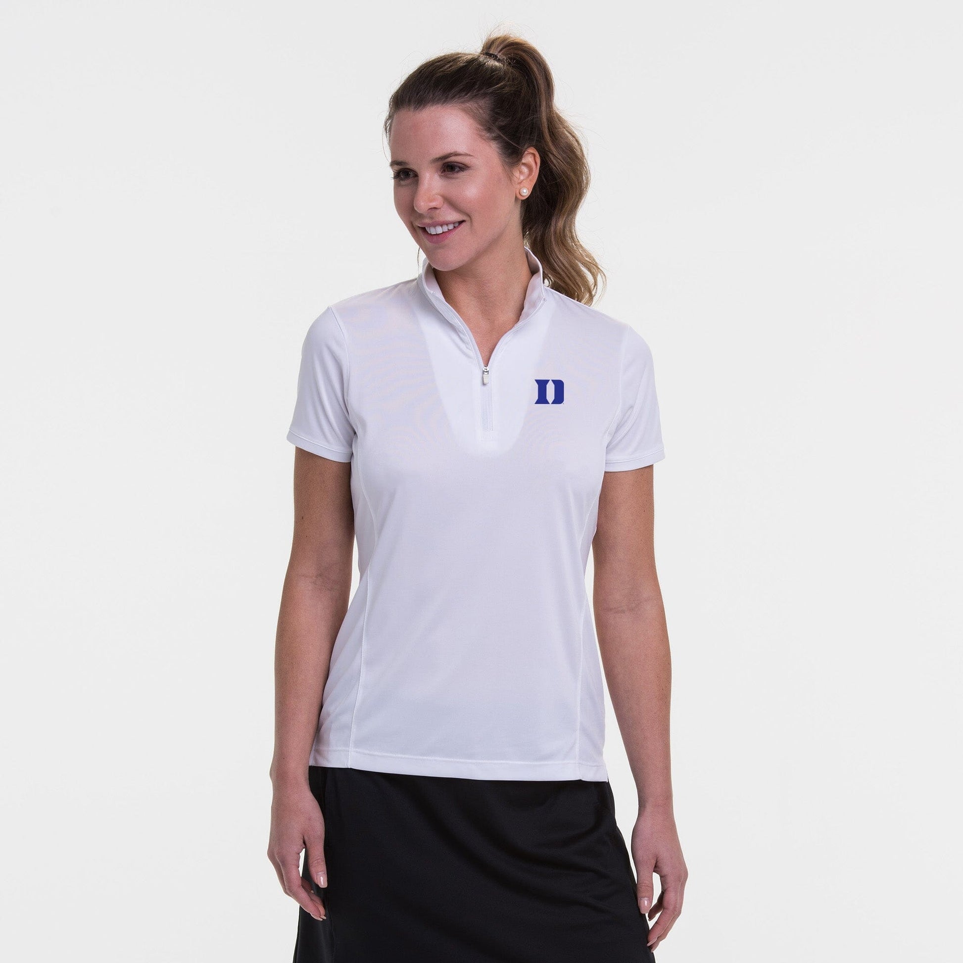 Duke University | Short Sleeve Convertible Zip Mock Polo | Collegiate