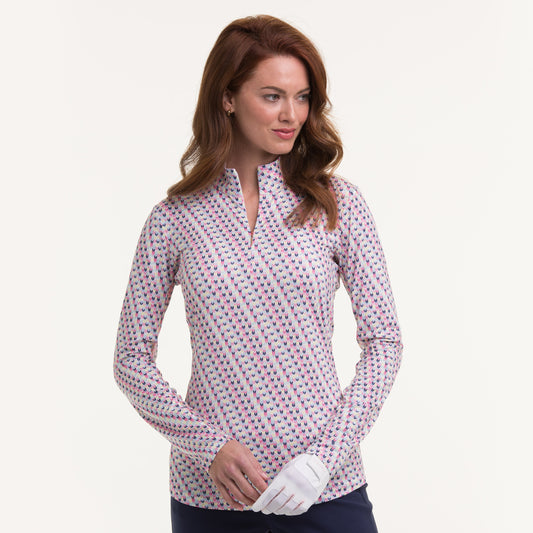 LONG SLEEVE CHEVRON KNIT STITCH POLO