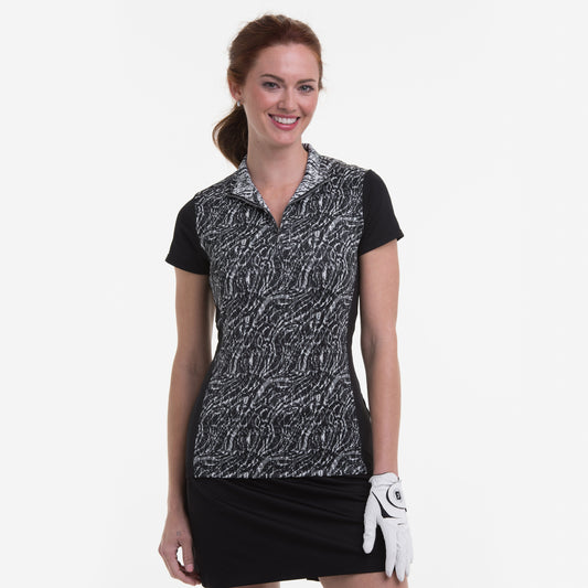 CAP SLEEVE SCROLLING SNAKESKIN POLO