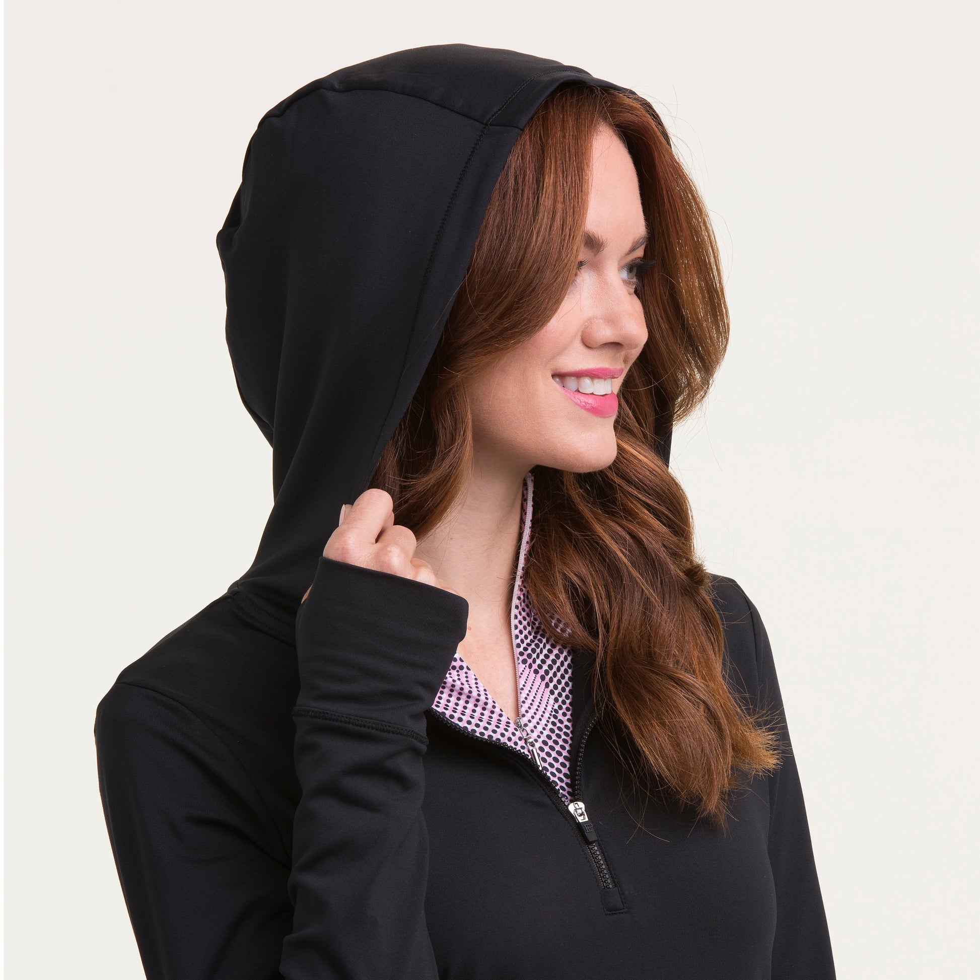 LONG SLEEVE HOODED ZIP PULLOVER