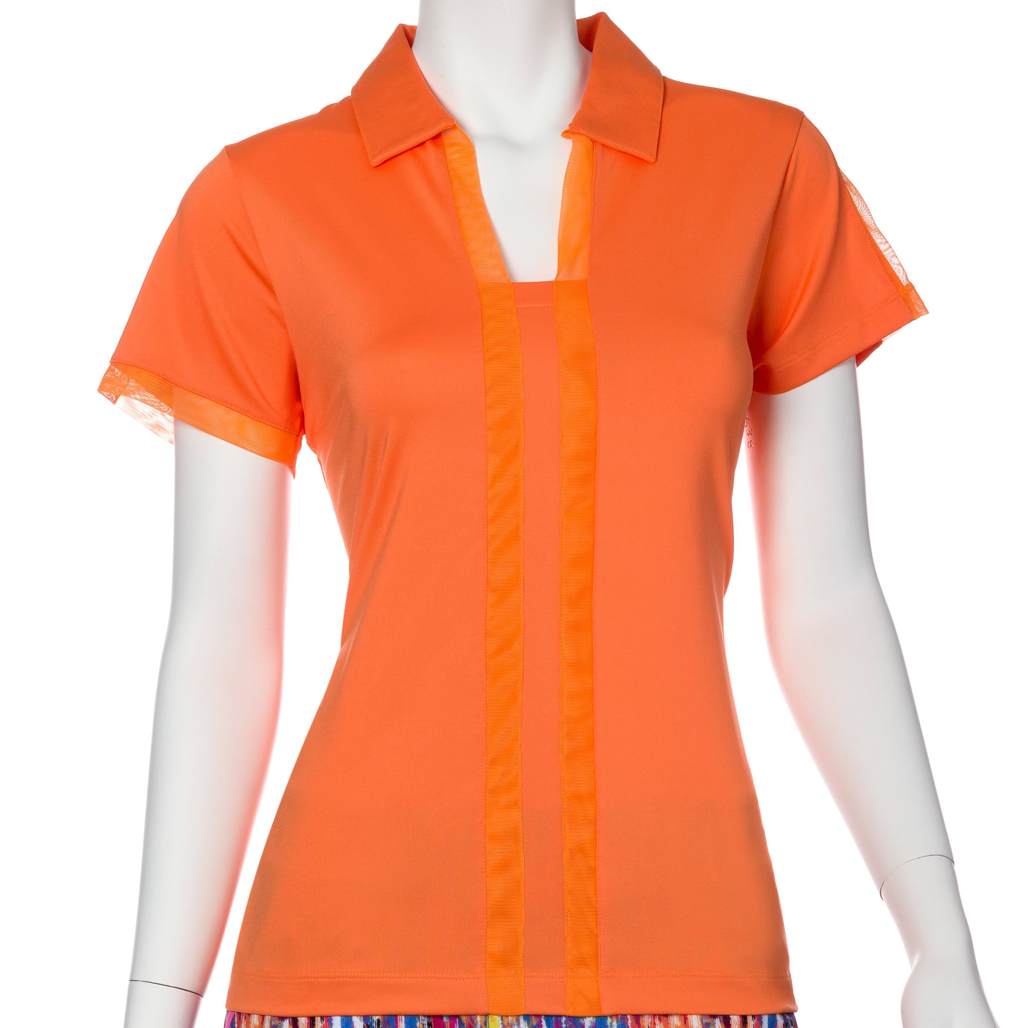 Short Sleeve Mesh Trim Open Neck Polo - EPNY