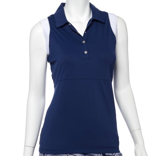 Sleeveless Color Block Filament Tape Trim Polo - EPNY