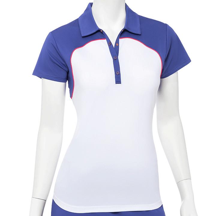 Cap Sleeve Color Block Filament Tape Trim Polo - EPNY