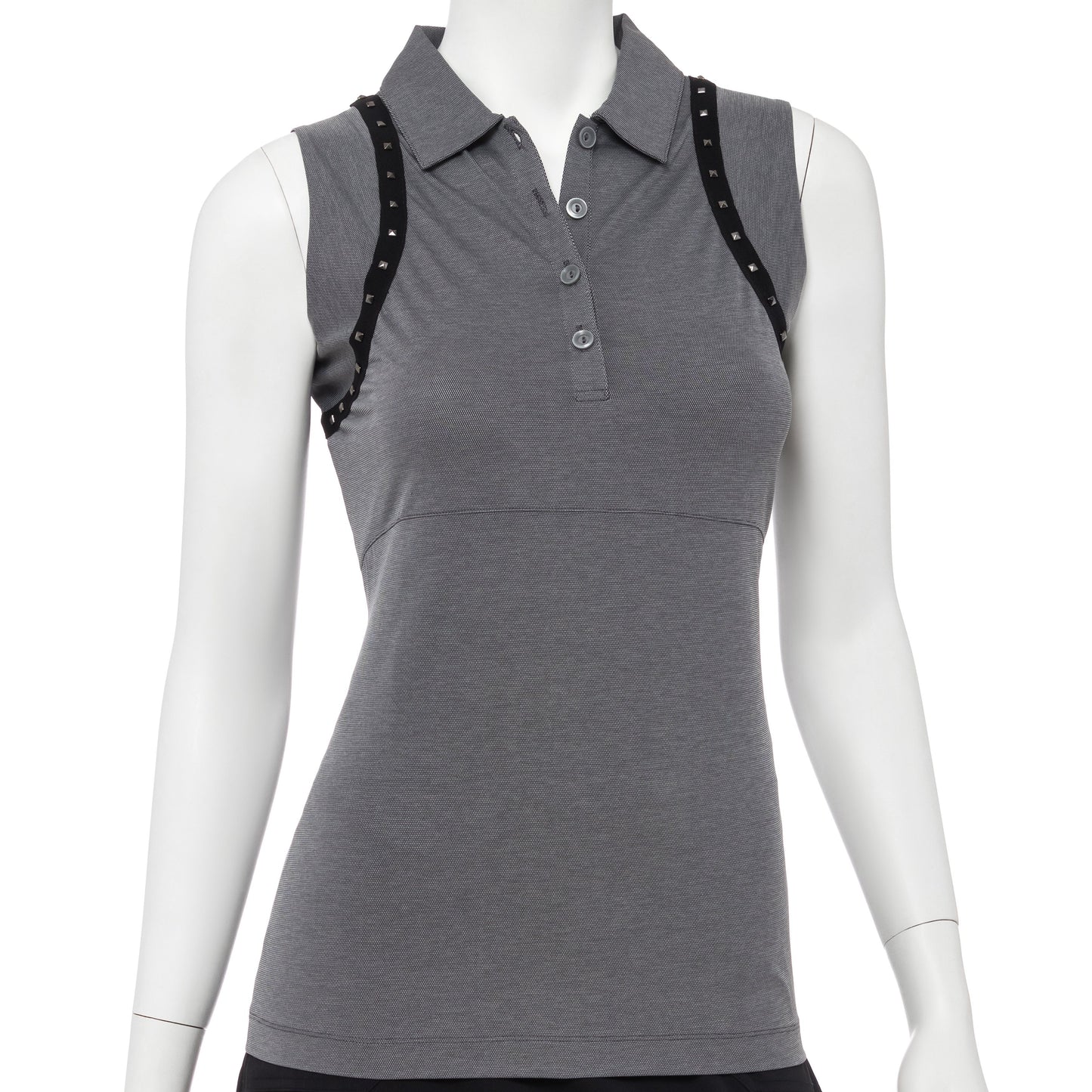 Sleeveless Faceted Stud Tape Tape Trim Polo - EPNY