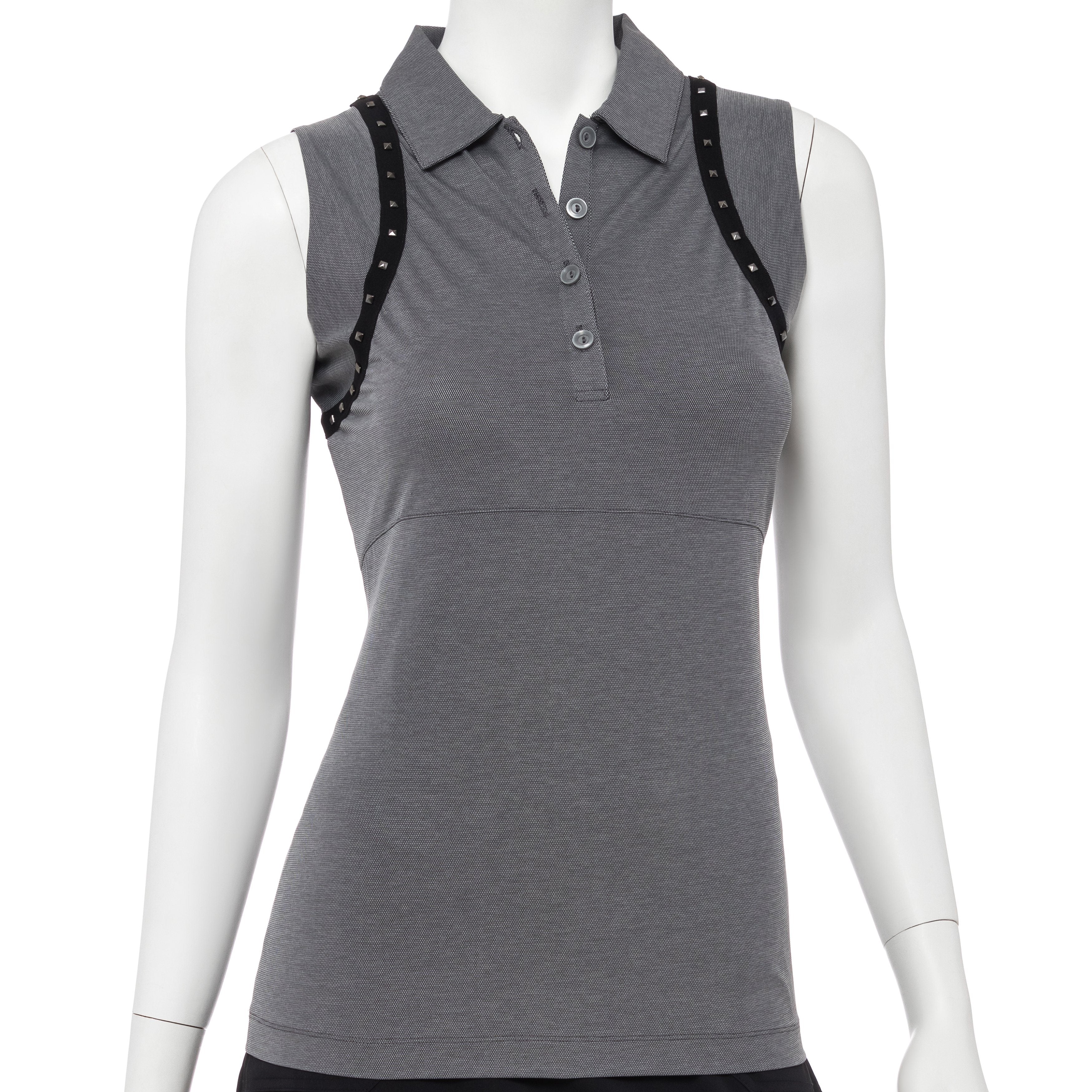 Sleeveless Faceted Stud Tape Tape Trim Polo - EPNY