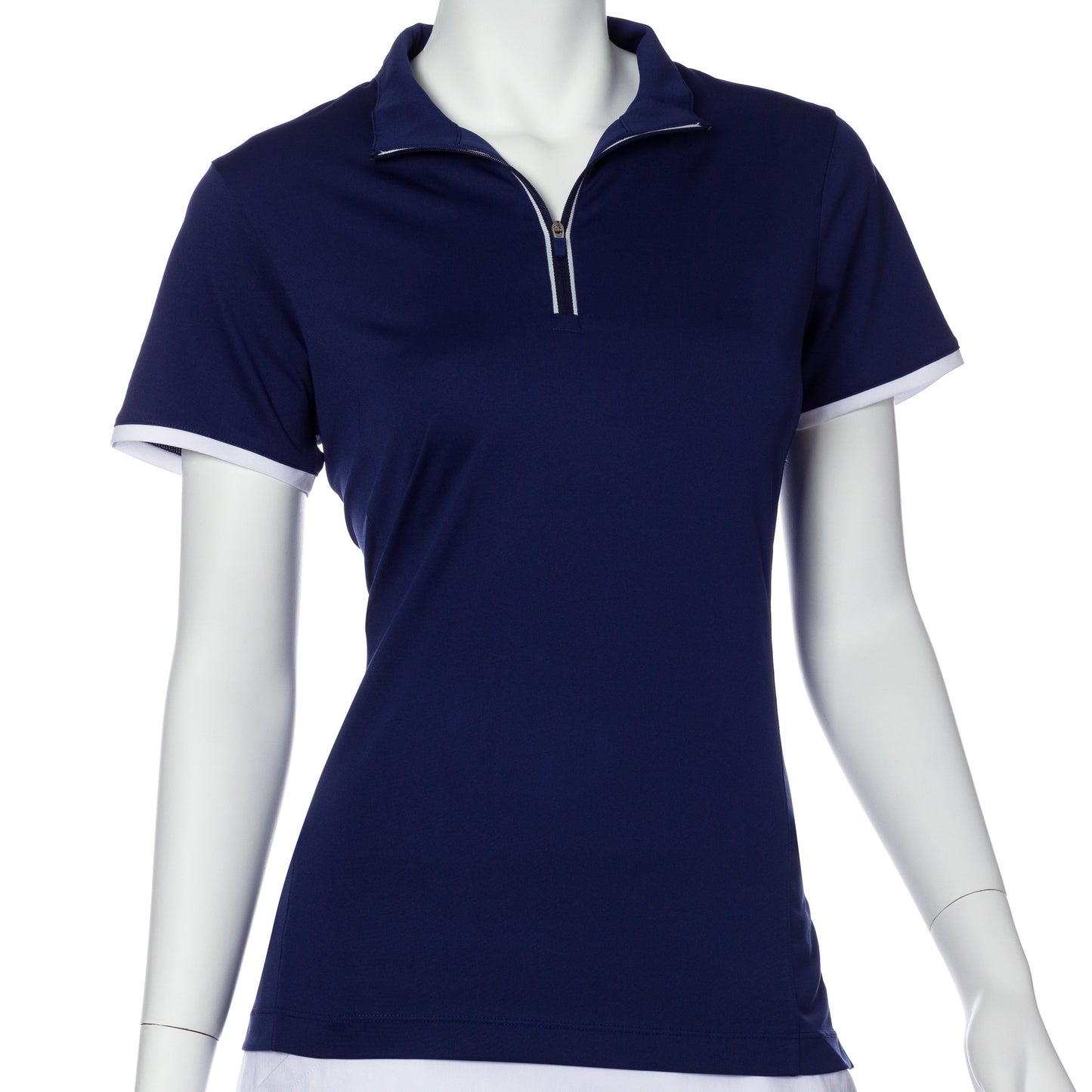 Short Sleeve Contrast Trim Convertible Collar Polo - EPNY