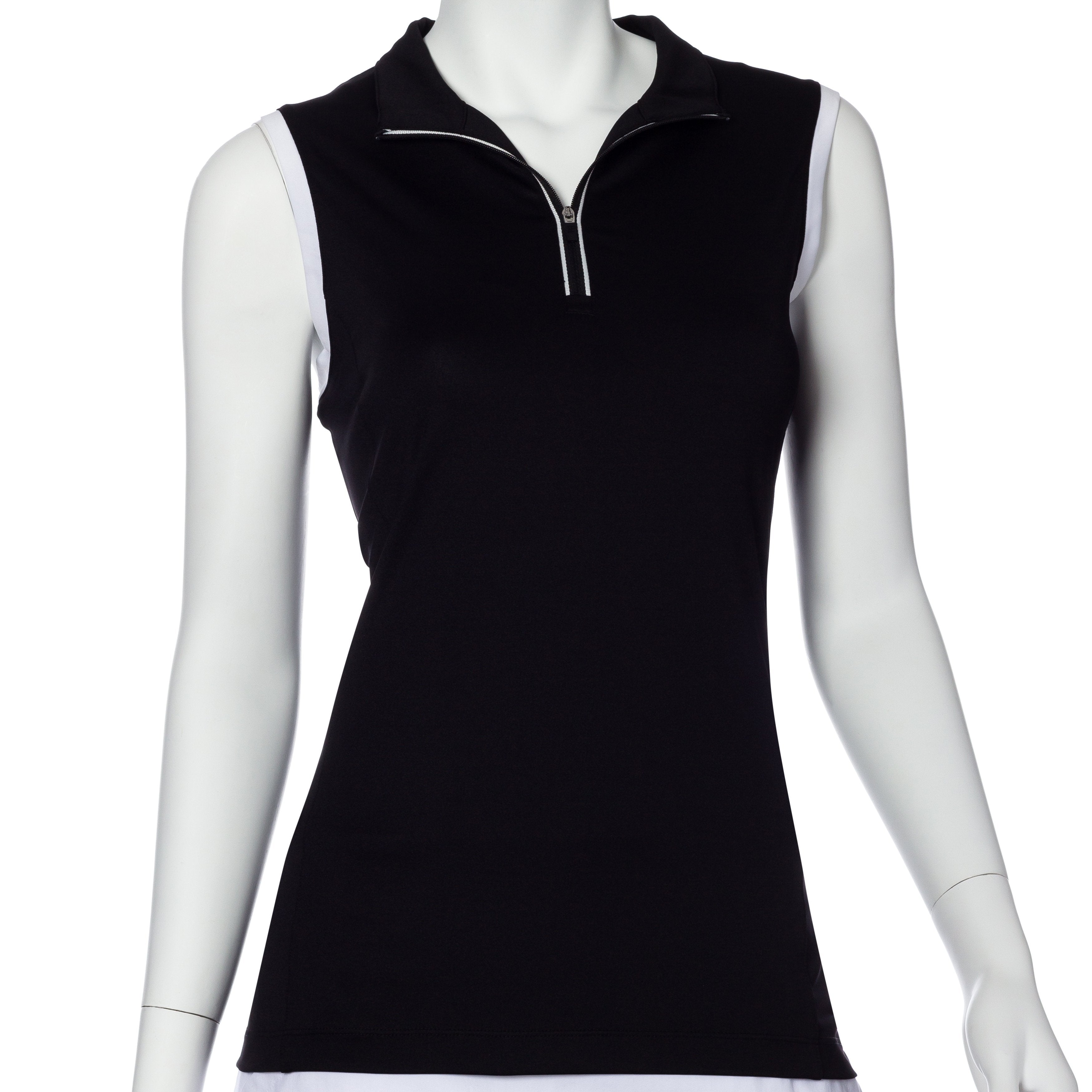 Sleeveless Contrast Trim Convertible Collar Polo - EPNY