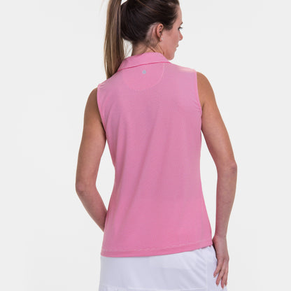 Sleeveless Geometric Jacquard Polo