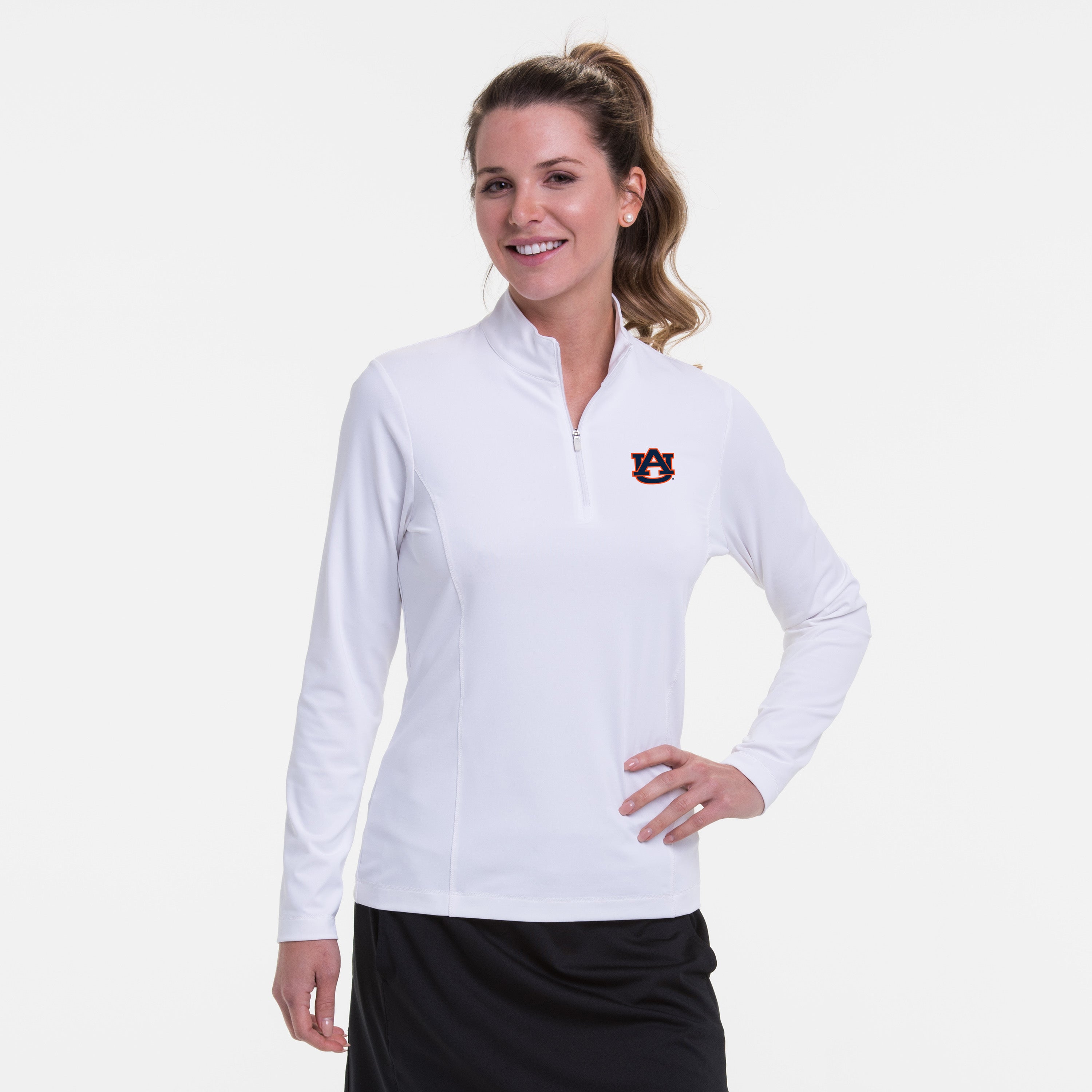 Auburn Long Sleeve Zip Mock Polo