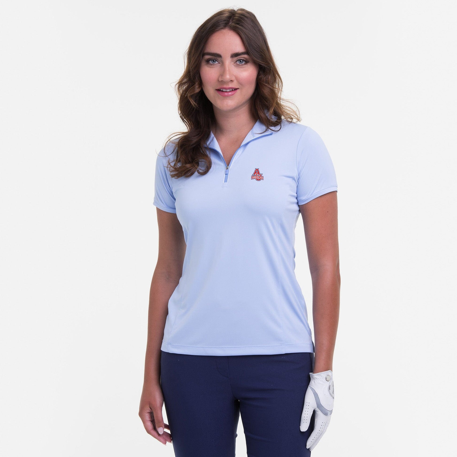 American University | Short Sleeve Convertible Zip Mock Polo | Collegiate