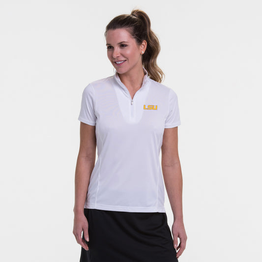 LSU Short Sleeve Convertible Zip Mock Polo