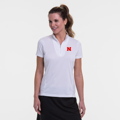 Nebraska | Short Sleeve Convertible Zip Mock Polo | Collegiate