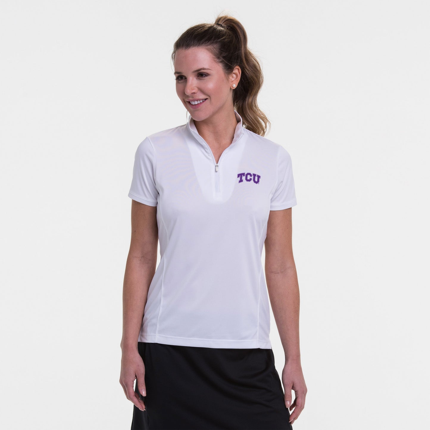 TCU Short Sleeve Convertible Zip Mock Polo