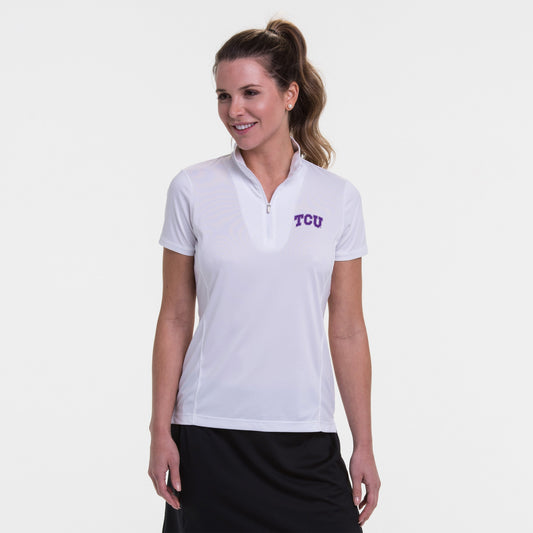 TCU Short Sleeve Convertible Zip Mock Polo