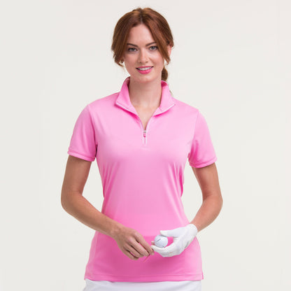 Short Sleeve Convertible Zip Mock Polo