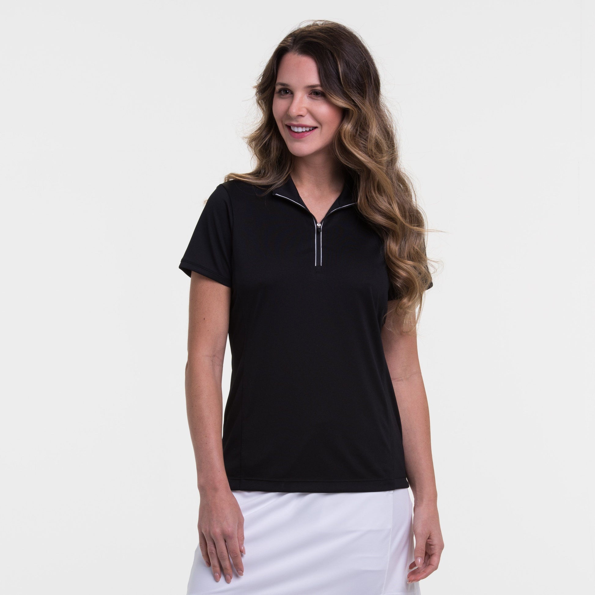 Short Sleeve Convertible Zip Mock Polo