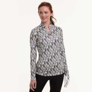 LONG SLEEVE LEOPARD HOUNDSTOOTH POLO - LONG SLEEVE LEOPARD HOUNDSTOOTH POLO